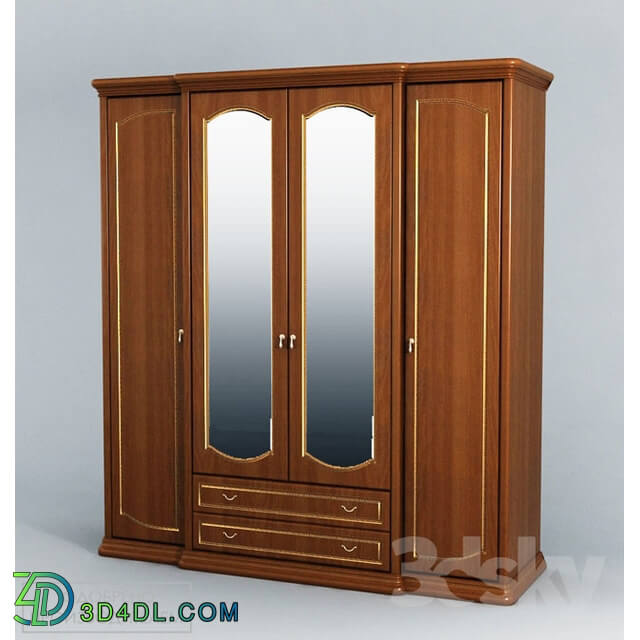 Wardrobe _ Display cabinets - Wardrobe 4-door Luigi with drawers and mirrors
