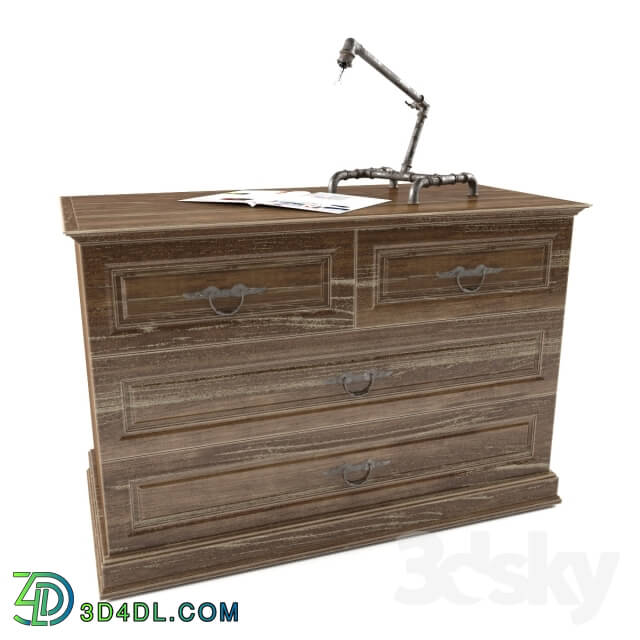 Sideboard _ Chest of drawer - antique Dresser and table lamp