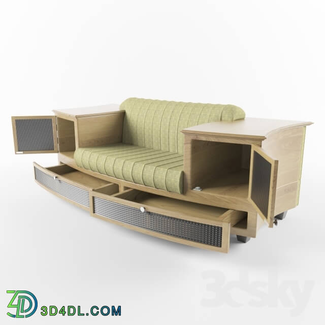 Sofa - Sofa with wooden armrests