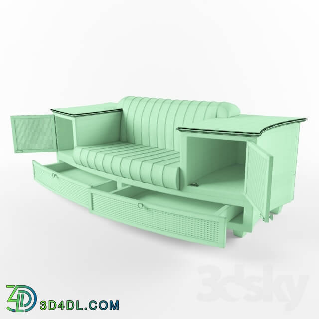 Sofa - Sofa with wooden armrests