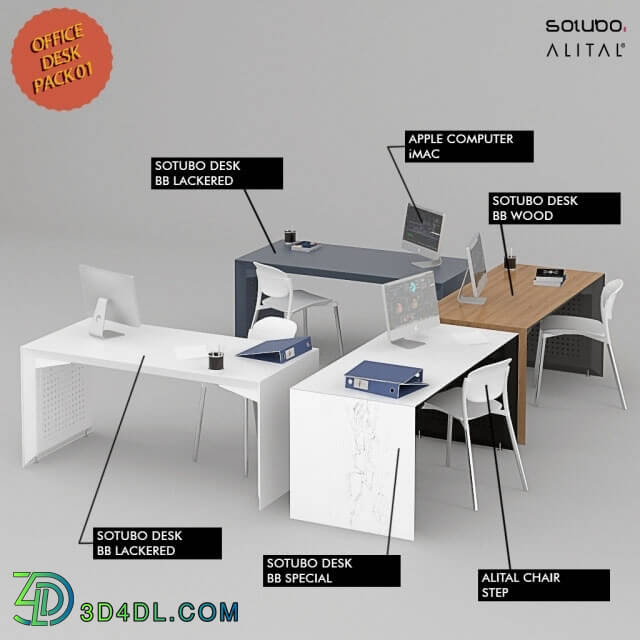 Office furniture - Office Desk Pack01