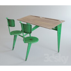 Table _ Chair - Pupitre Scolaire Desk by Jean Prouvé 