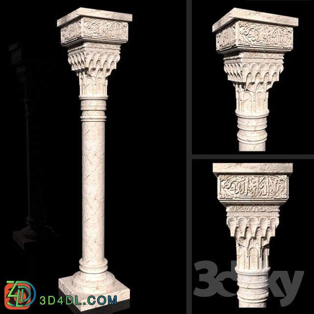 Decorative plaster - A column in the Muslim style