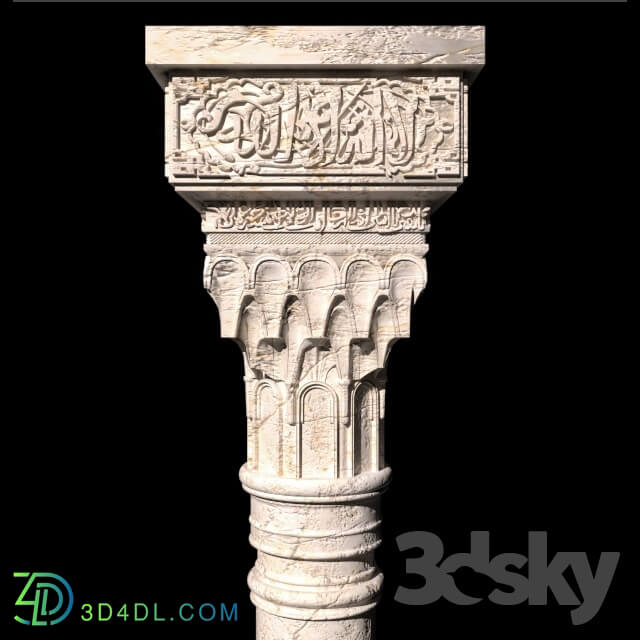 Decorative plaster - A column in the Muslim style