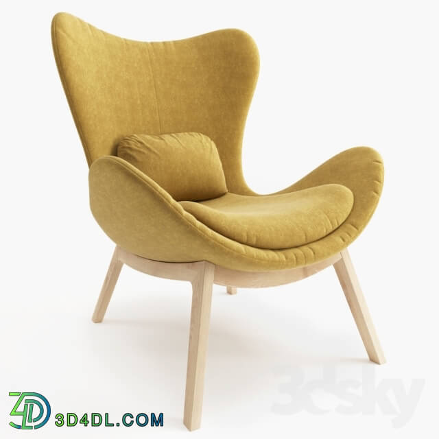 Arm chair - Calligaris LAZY with wooden base