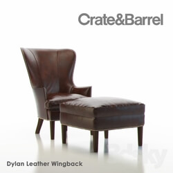 Arm chair - crate_barrel  Dylan Leather Wingback Chair 
