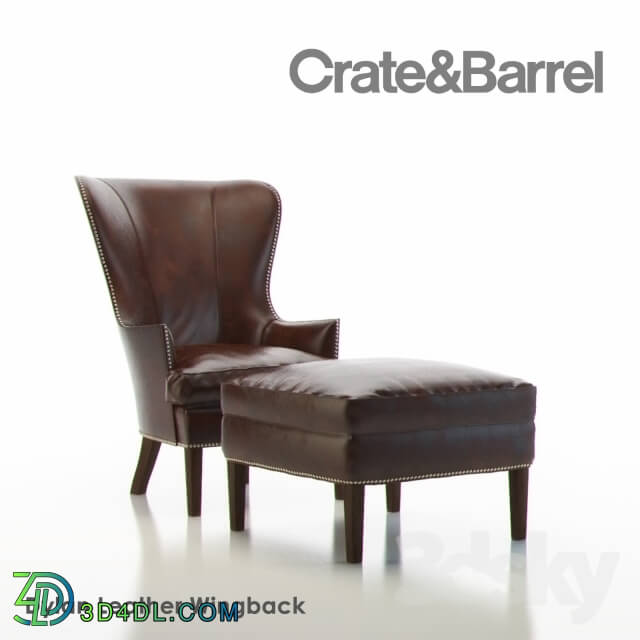 Arm chair - crate_barrel  Dylan Leather Wingback Chair