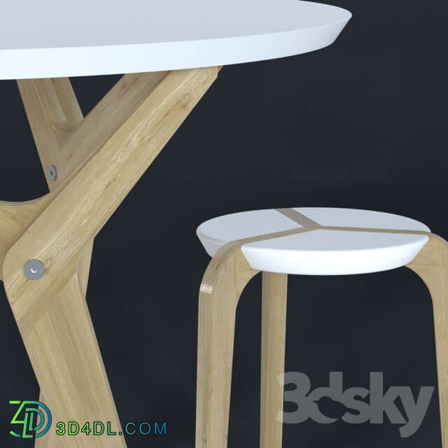 Table _ Chair - Boulon blanc transformer table