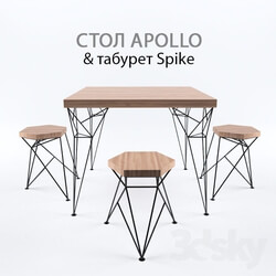 Table _ Chair - Apollo table with stools from Spike Uniquely 