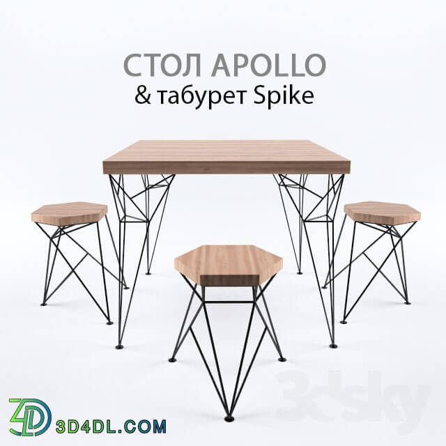 Table _ Chair - Apollo table with stools from Spike Uniquely