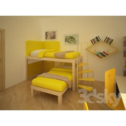 Bed - Bed_ bookcase shelf 
