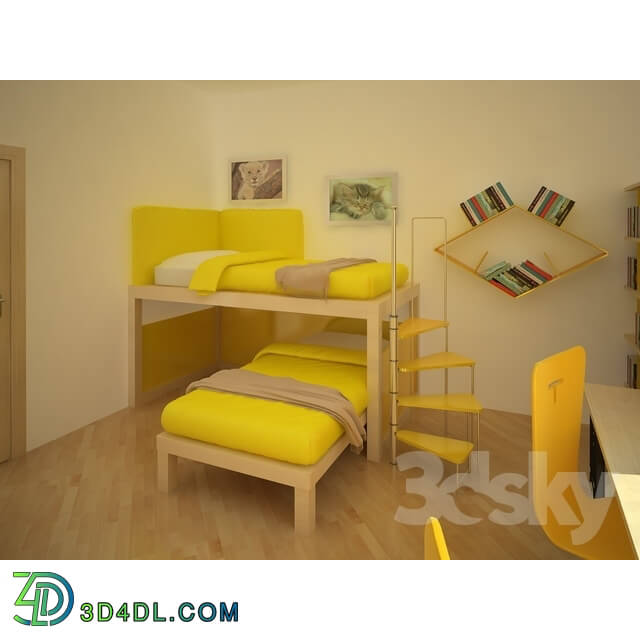 Bed - Bed_ bookcase shelf