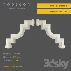 Decorative plaster - Corner element RODECOR Baroque 03104BR 