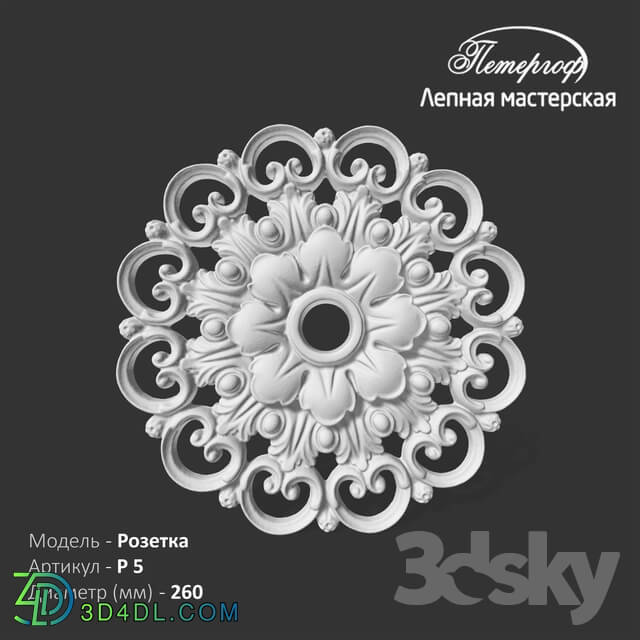 Decorative plaster - OM Rosette P5 Peterhof - stucco workshop