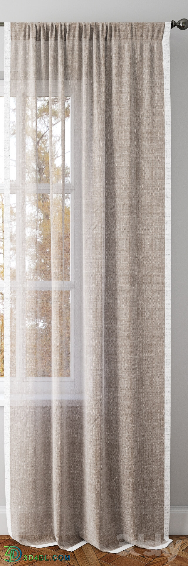 Curtain - LINEN BORDER SHEER DRAPE-Pottery Barn