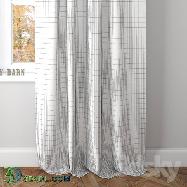 Curtain - LINEN BORDER SHEER DRAPE-Pottery Barn