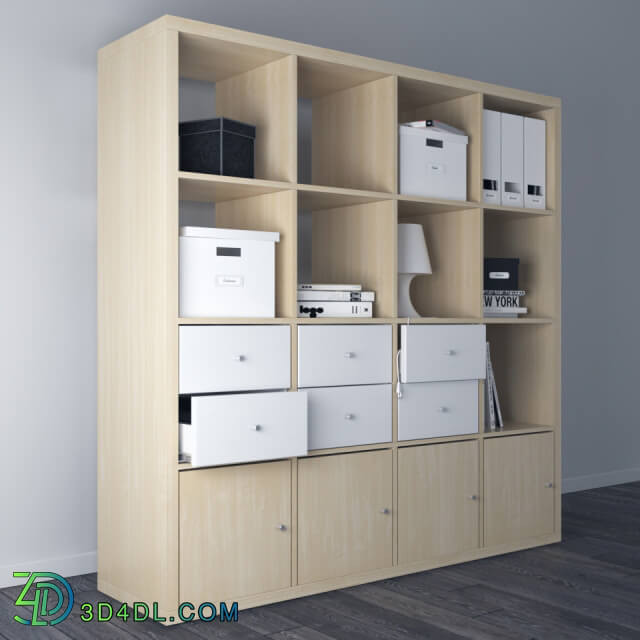 Office furniture - KALLAX Birch Effect and Black-Brown