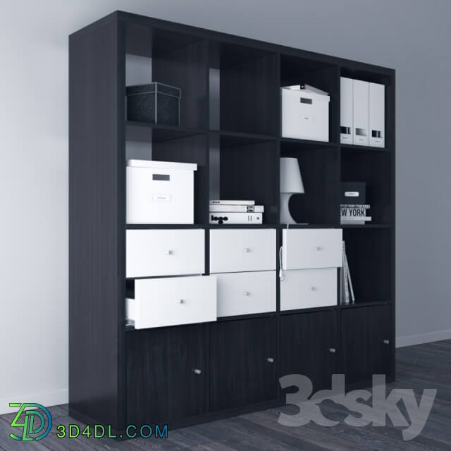 Office furniture - KALLAX Birch Effect and Black-Brown