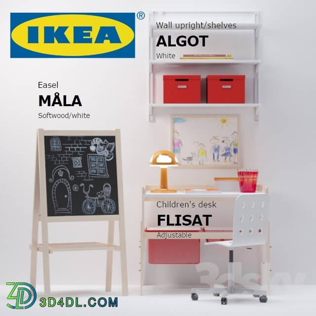 Table _ Chair - IKEA set for children _Sorona_ V-ray_