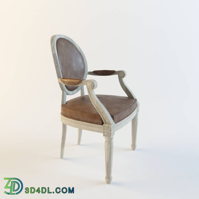 Chair - Vintage French Round Leather Armchair