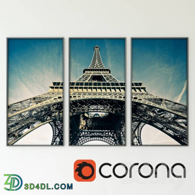 Frame - Triptych. Eiffel Tower