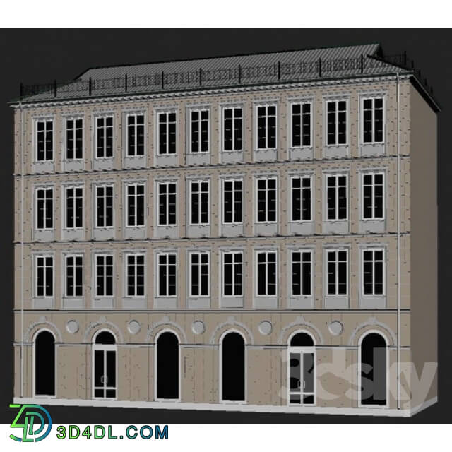 Building - the facade_ with shops on the ground floor