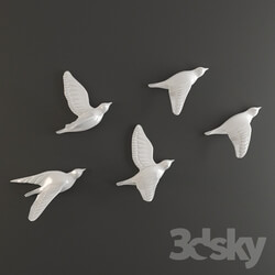 Sculpture - porcelain birds wall decor 