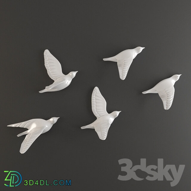 Sculpture - porcelain birds wall decor