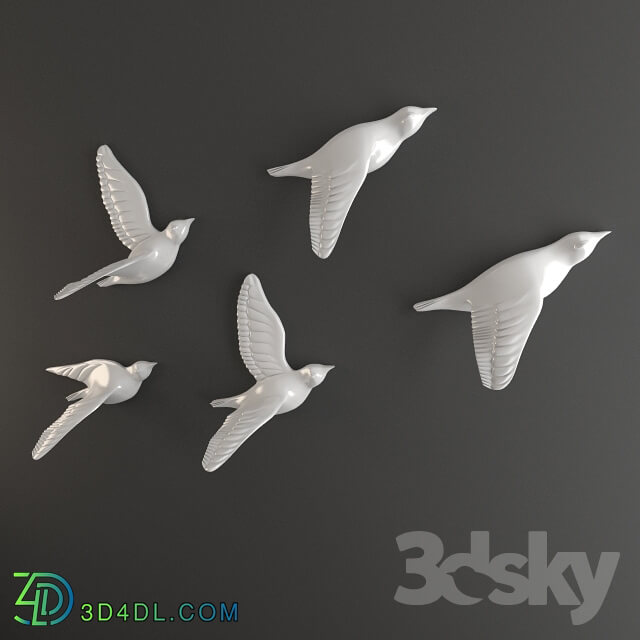 Sculpture - porcelain birds wall decor