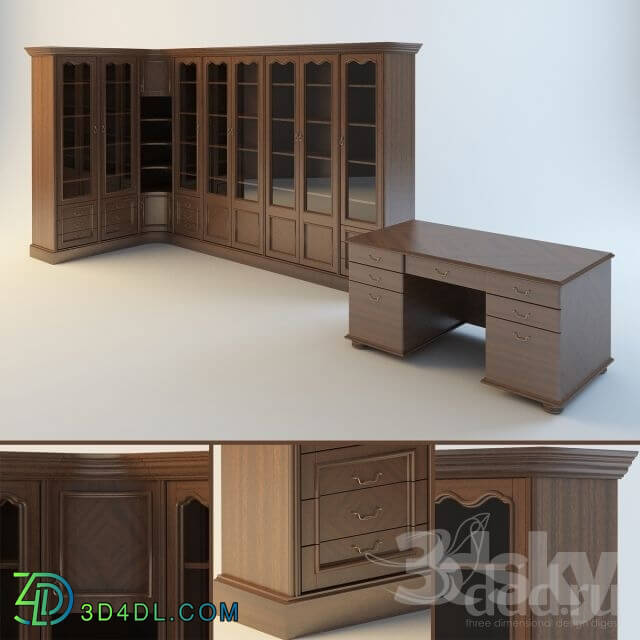 Wardrobe _ Display cabinets - Library and desk