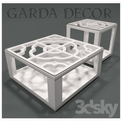 Table - WHITE COFFEE TABLE SQUARE Garda Decor 