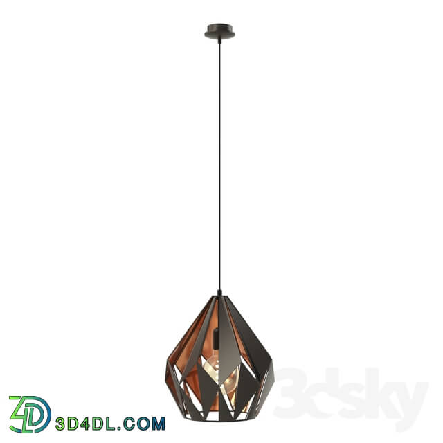 Ceiling light - 49254 Suspension CARLTON 1_ 1x60W _E27__ Ø310_ steel_ black_ copper