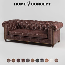 Sofa - OM 2.5-seat Kensington sofa_ leather trim. Kensington 2.5 Seater 