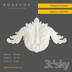 Decorative plaster - Corner element RODECOR Baroque 03105BR 