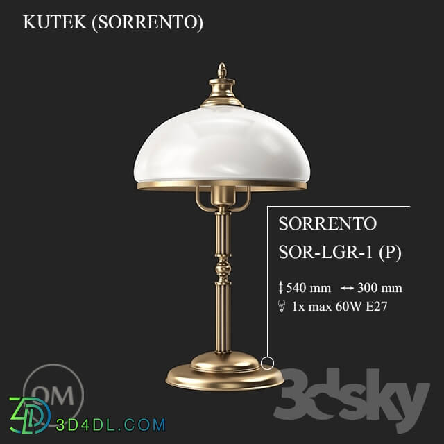 Table lamp - KUTEK _SORRENTO_ SOR-LGR-1- _P_ -White_Glass