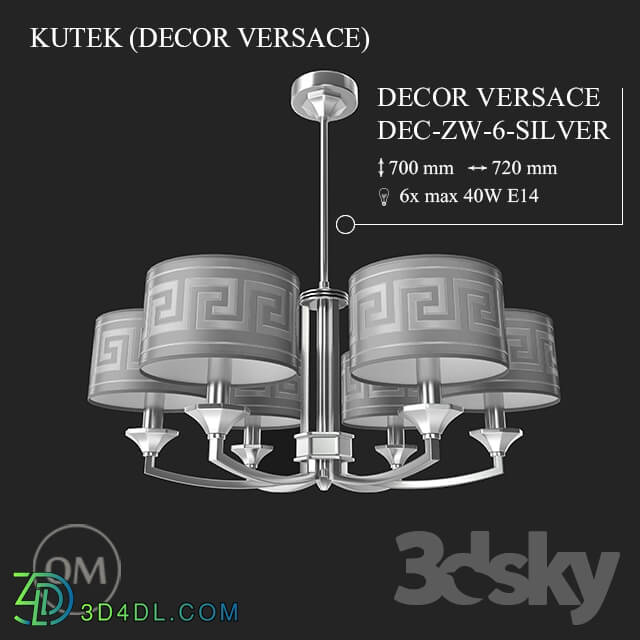 Ceiling light - KUTEK _DECOR_ DEC-ZW-6-VERSACE-A-SILVER