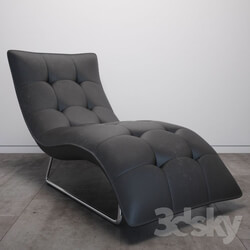 Other soft seating - Divani Casa Samarium Modern Black Leather Chaise 