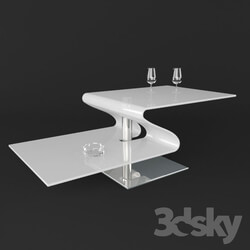 Table - Striking 2 Level Glass Pavones Coffee Table 