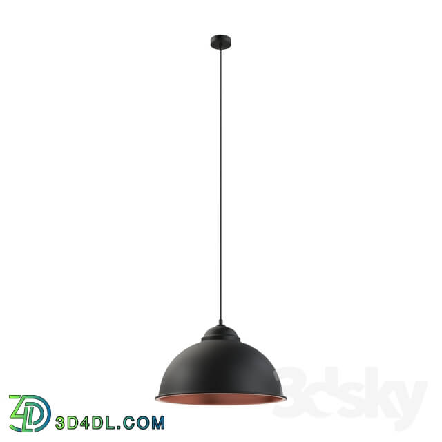 Ceiling light - 49247 Suspension TRURO 2_ 1х60W _E27__ Ø370_ steel_ black_ copper