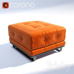 Other soft seating - Orange leather Pouf 