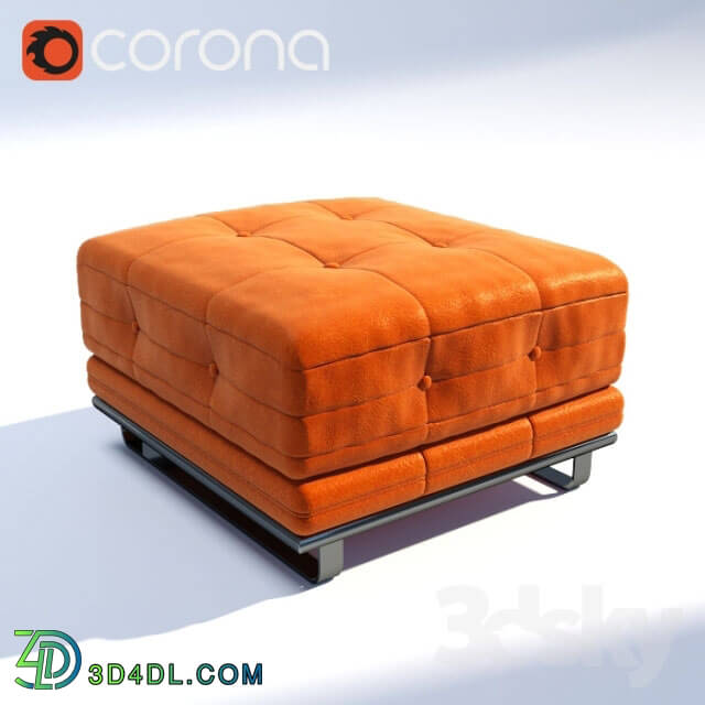 Other soft seating - Orange leather Pouf