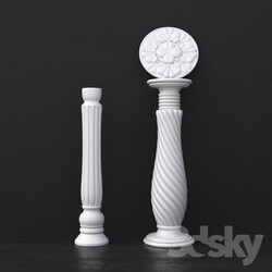 Decorative plaster - 2 balusters and socket 