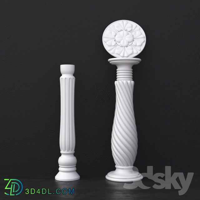 Decorative plaster - 2 balusters and socket