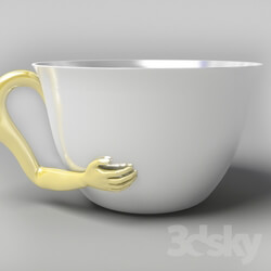 Tableware - Cup with a handle in the form of a hand 