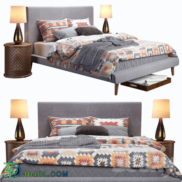 Bed - West Elm Mod Upholstered Bed