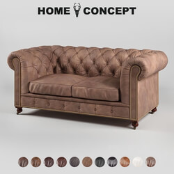 Sofa - OM Double Kensington sofa_ leather trim_ Kensington 2 Seater 