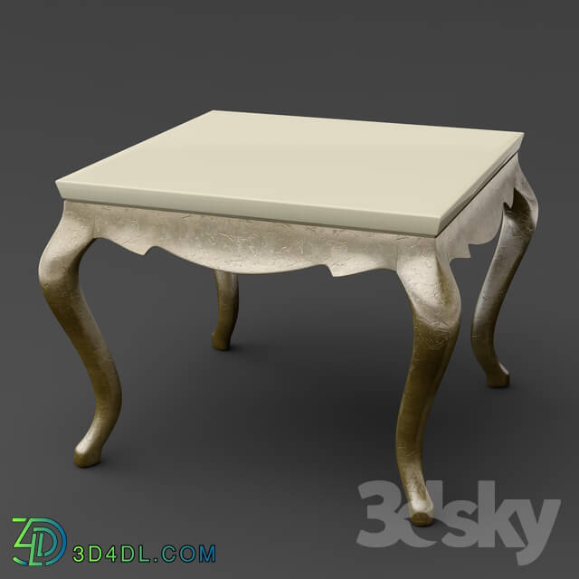 Table - OM Side Table Fratelli Barri VENEZIA in decoration pearl creamy varnish_ legs and base in decoration silver leaf_ FB.ET.VZ.61