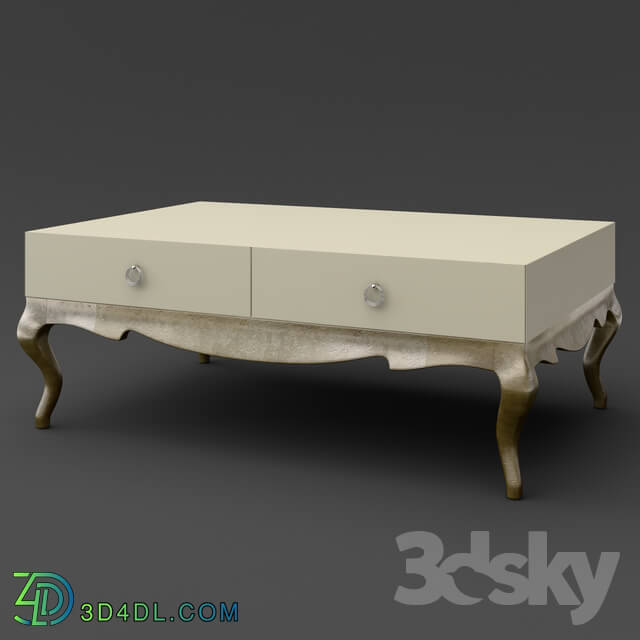 Table - OM Coffee table Fratelli Barri VENEZIA in pearl cream lacquer finish_ legs and base in silver leaf finish_ FB.ET.VZ.51