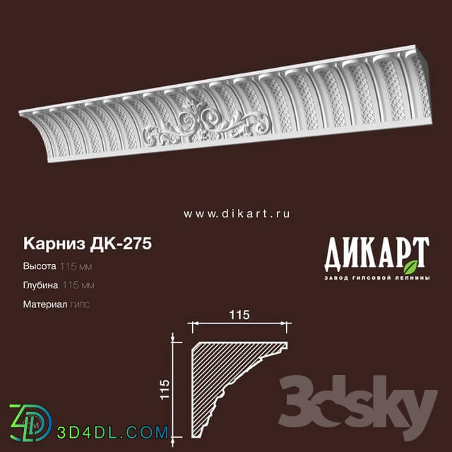 Decorative plaster - www.dikart.ru Dk-275 115Hx115mm 2.8.2019
