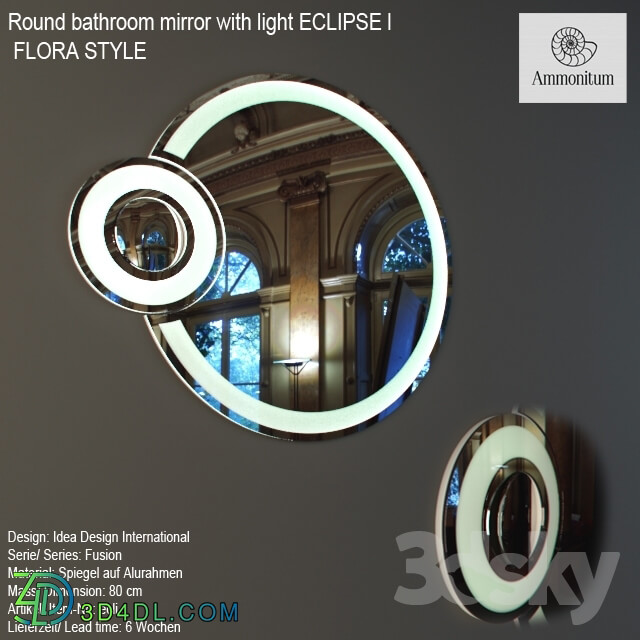 Mirror - Bathroom mirror with Round light ECLIPSE